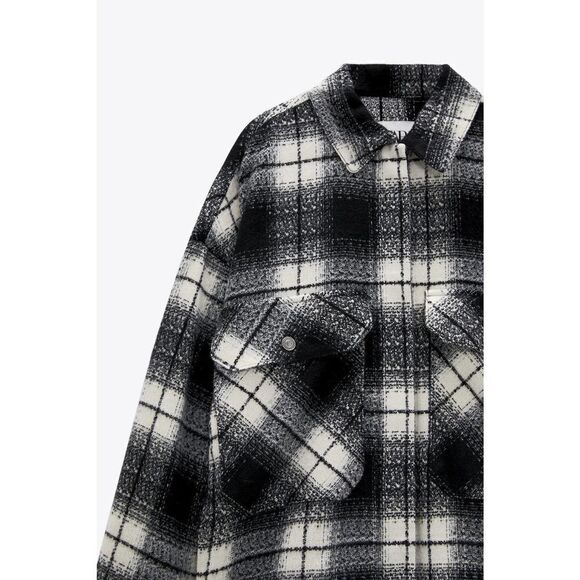 Zara Plaid Overshirt Lightweight Jacket - Picture 5 of 10